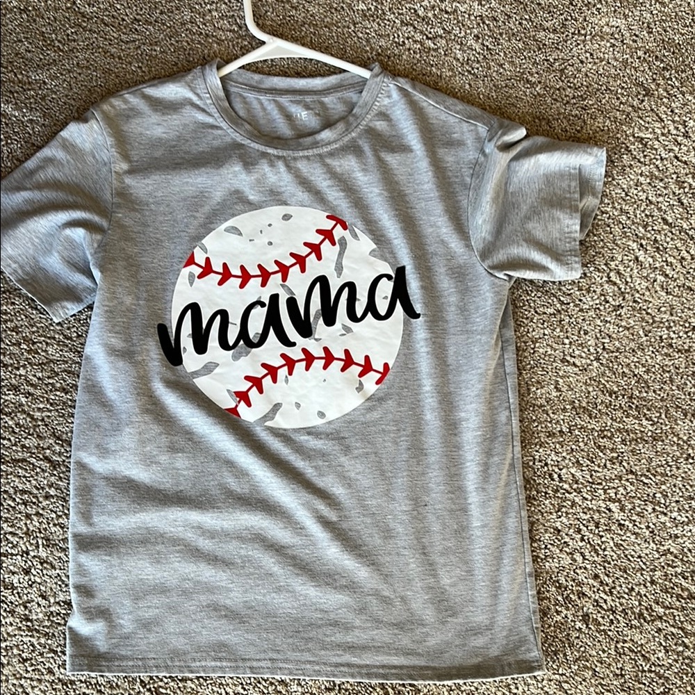 Gray Baseball Graphic Mama T-Shirt XS